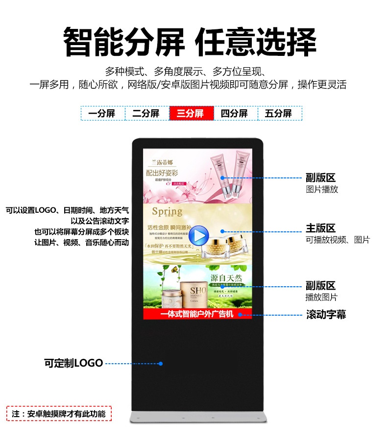 Xinchuangxin 43-inch 55-inch 65-inch 75-inch 86-inch 98-inch Vertical Outdoor Billboard LCD Screen Highlight Advertising Machine