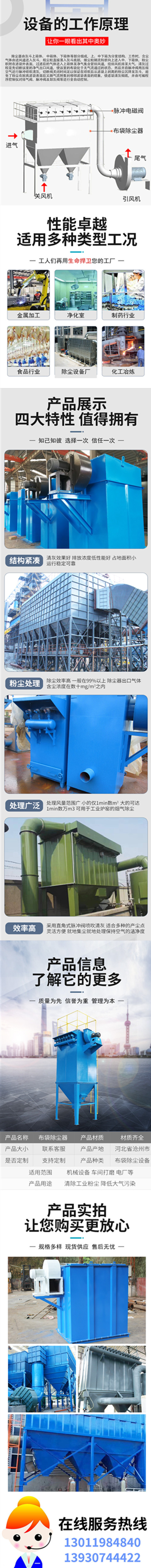 Pulse dust collector Furniture factory workshop dust collector High temperature bag dust removal equipment customized according to needs