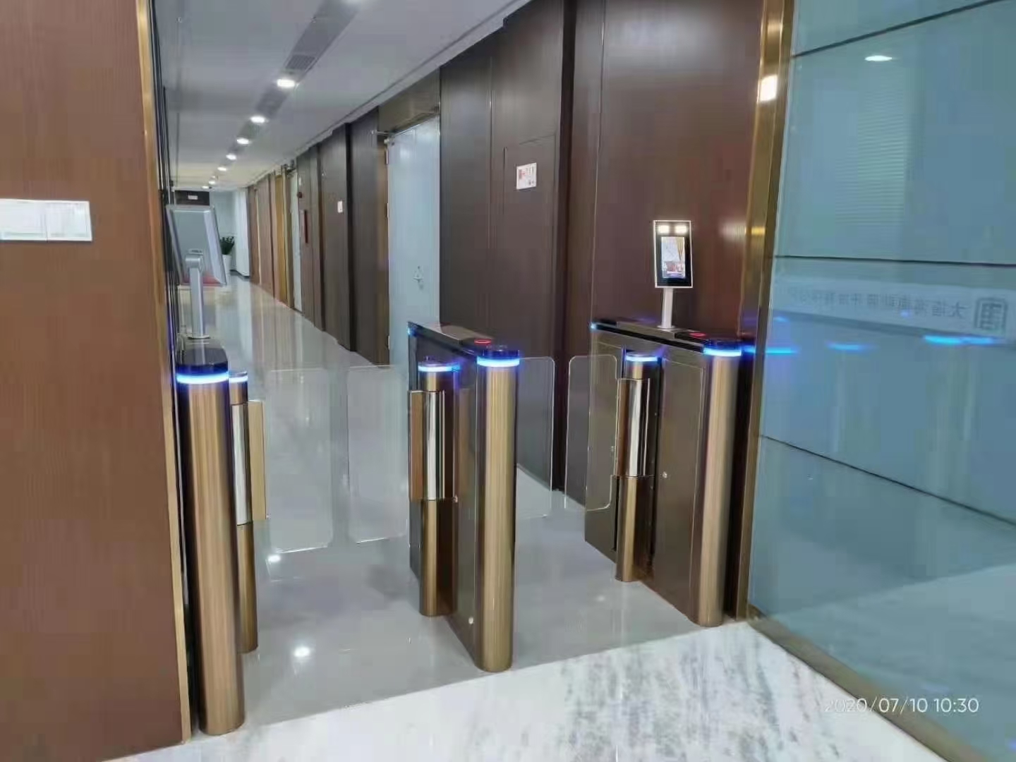 High end office building anti tailgating quick access gate, community checkpoint, facial recognition, temperature measurement channel access control