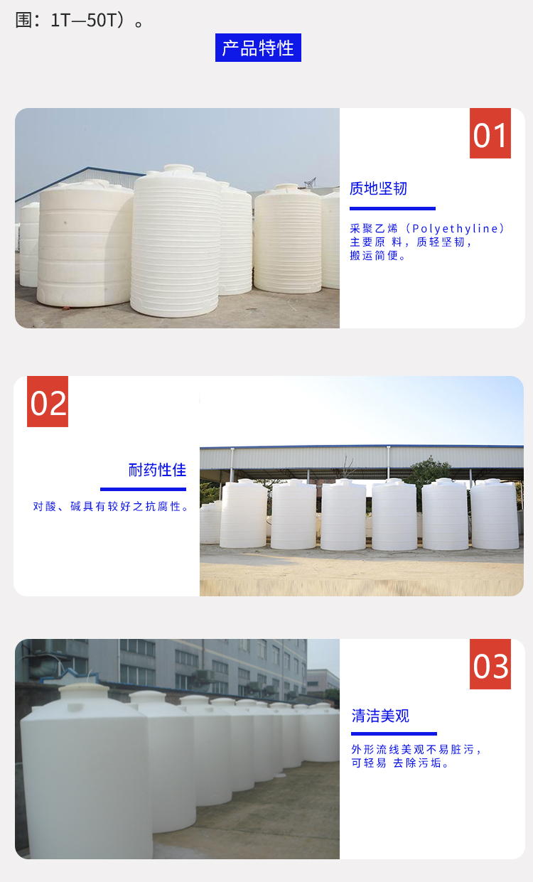 Ping An Container PE Manufacturer's 20 ton Chemical Thickening Tank Acid and Alkali Resistant Plastic Water Tower