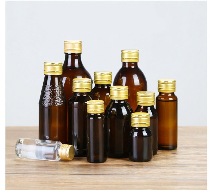 Human Glass Oral Liquid Glass Bottle Brown Pharmaceutical Syrup Split Bottle Sealed Bottle Aluminum Cap