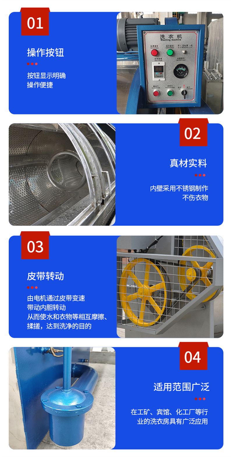 Dolphin Brand Industrial Washing Machine Horizontal Stainless Steel Washing Machine Large Capacity Cloth Washing Equipment Supports Customization