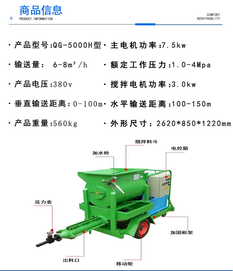 Light steel structure wall grouting pump Polyphenylene particle cement mixing integrated grouting machine Mortar intelligent conveying pump