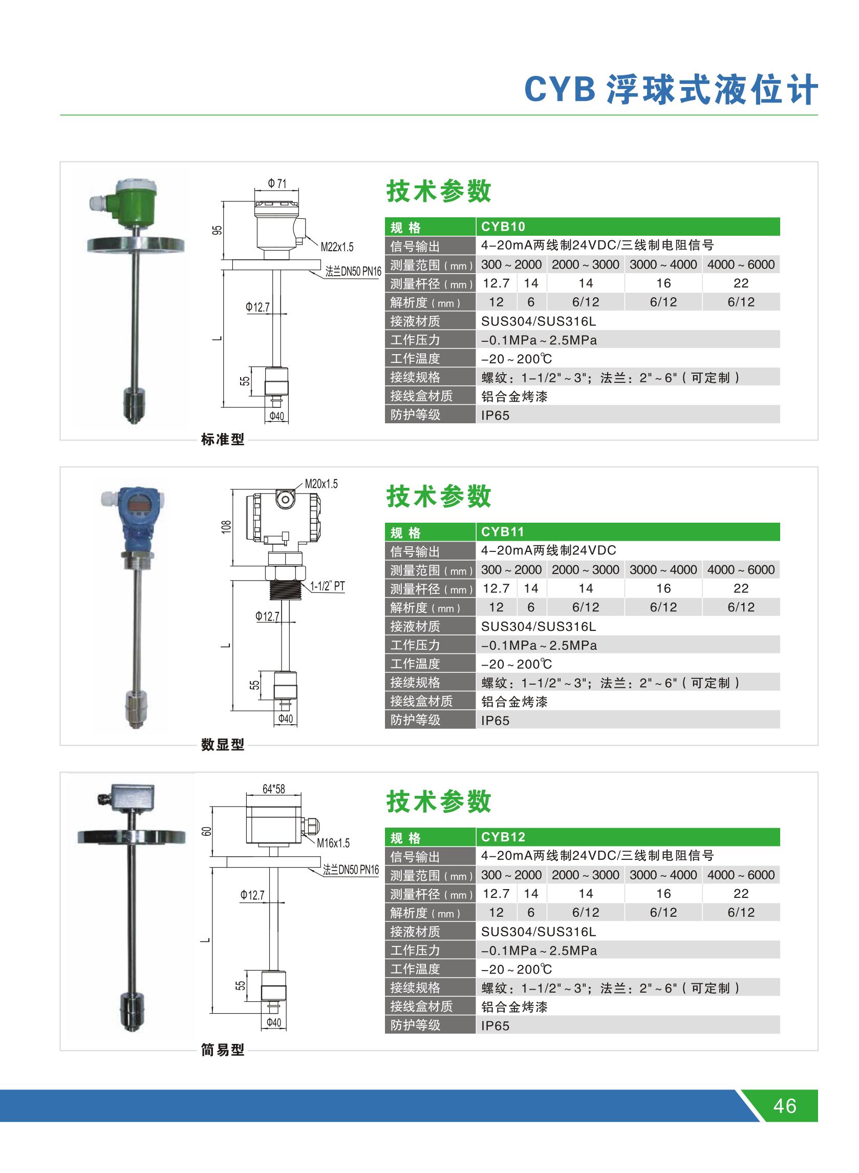 CYB Series Float Level Gauge Wastewater Treatment