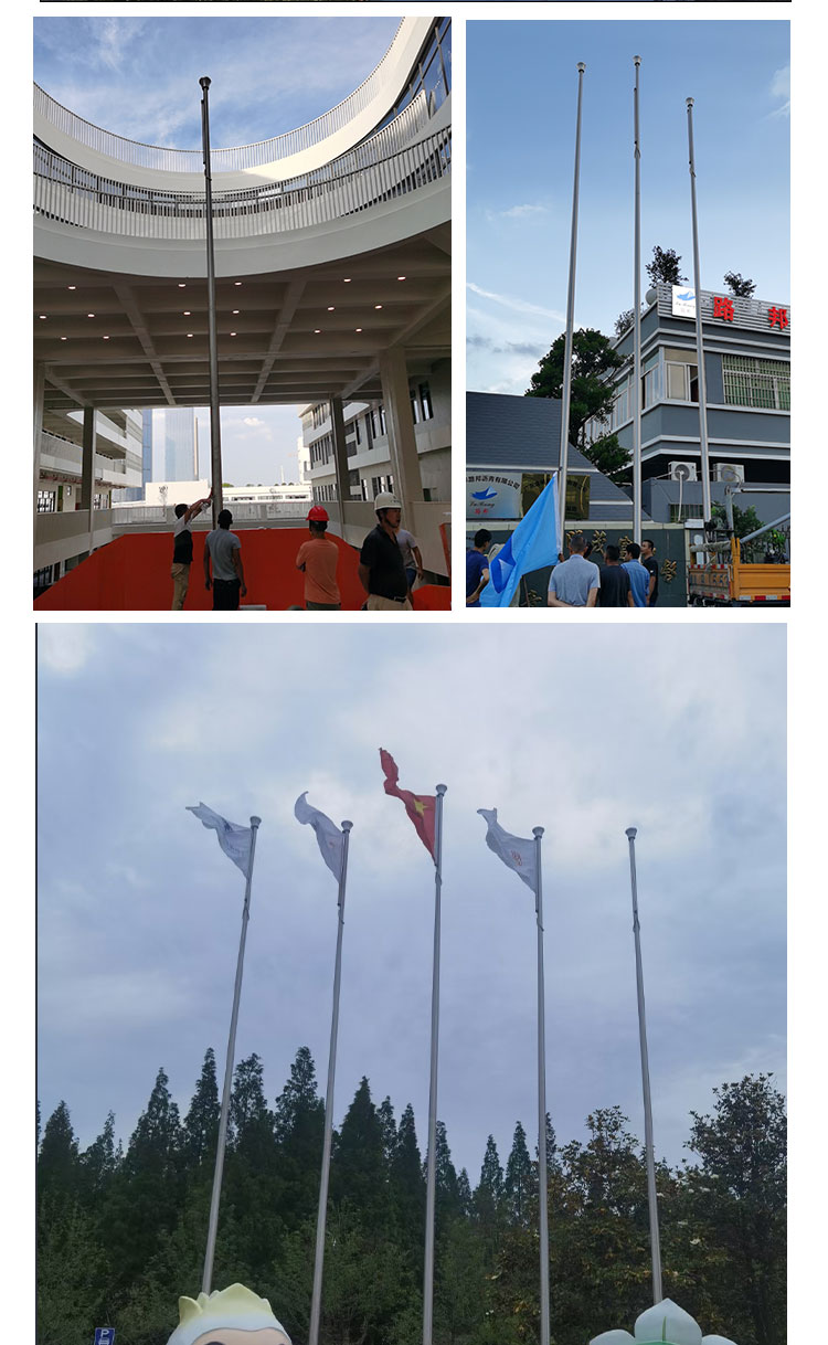 Stainless steel flagpole is sturdy and durable, with automatic lifting and 360 degree rotation, and the length can be customized by one craftsman