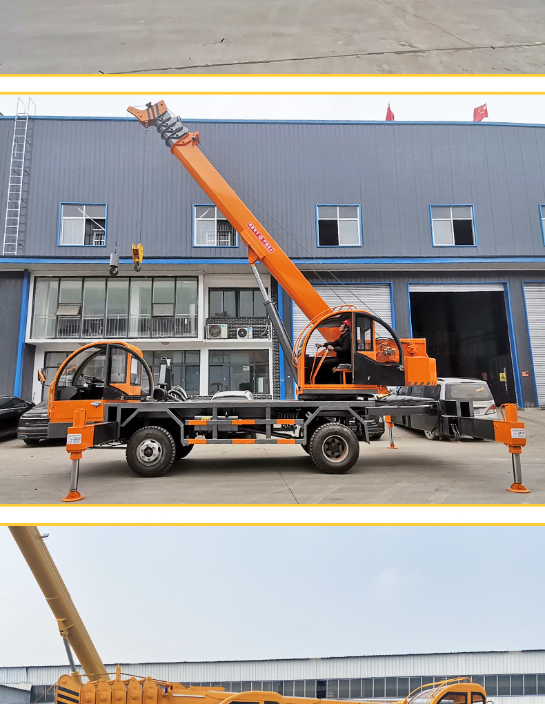 Hydraulic, oil, and electric dual-purpose six wheel telescopic boom self-made crane for construction engineering Small soil crane with cab crane