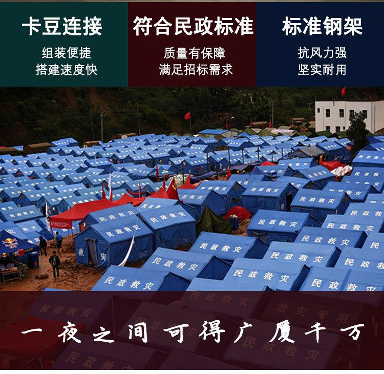 Sincere Assistance to Disaster Areas Emergency Tents Earthquake Rescue Tents Civil Affairs Standards Tent Manufacturers Support Customization