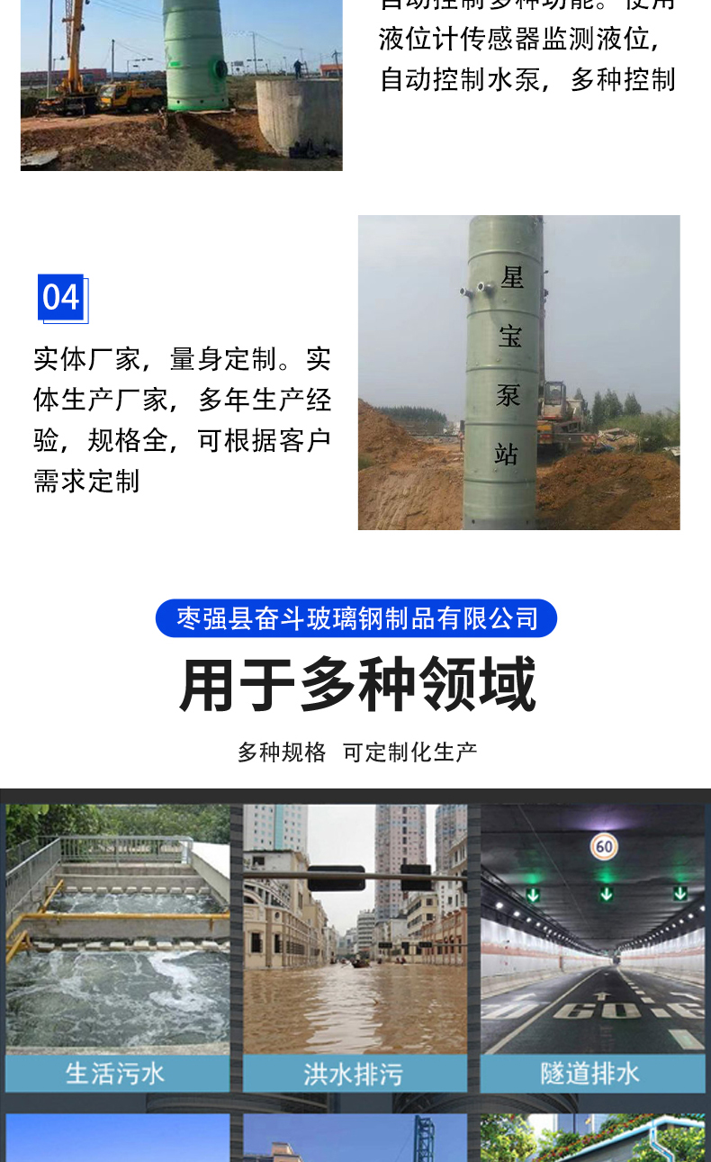 Intelligent integrated prefabricated pump station for fiberglass pump station, sewage treatment, rainwater drainage, building water supply, buried pump