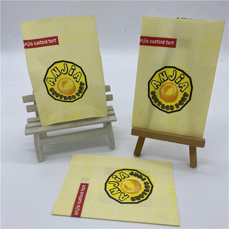 Customized pointed bottom printable logo, white cowhide coating, oil proof egg tart packaging bag