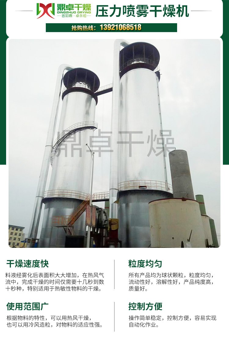 Dingzhuo supply dryer pressure spray dryer Aluminium silicate magnesium powder spraying pressure drying equipment