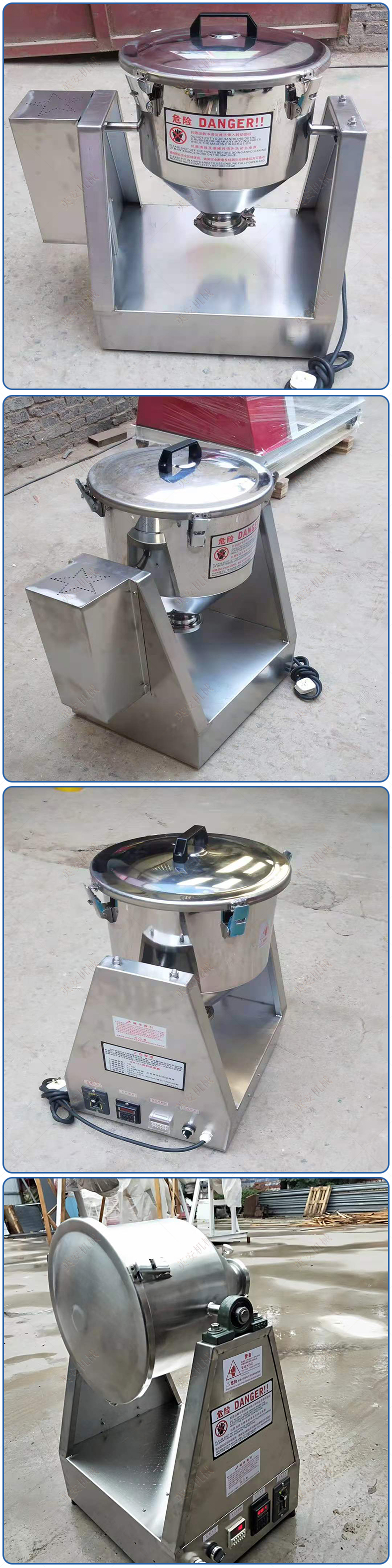 Laboratory Silent Mixer Stainless Steel Drum Powder Mixer Small Electric Powder Mixer