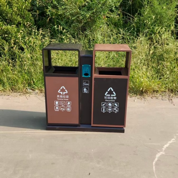 石磊垃圾桶定制 不锈钢垃圾箱 双分户外桶 户外公园环卫分类果皮箱