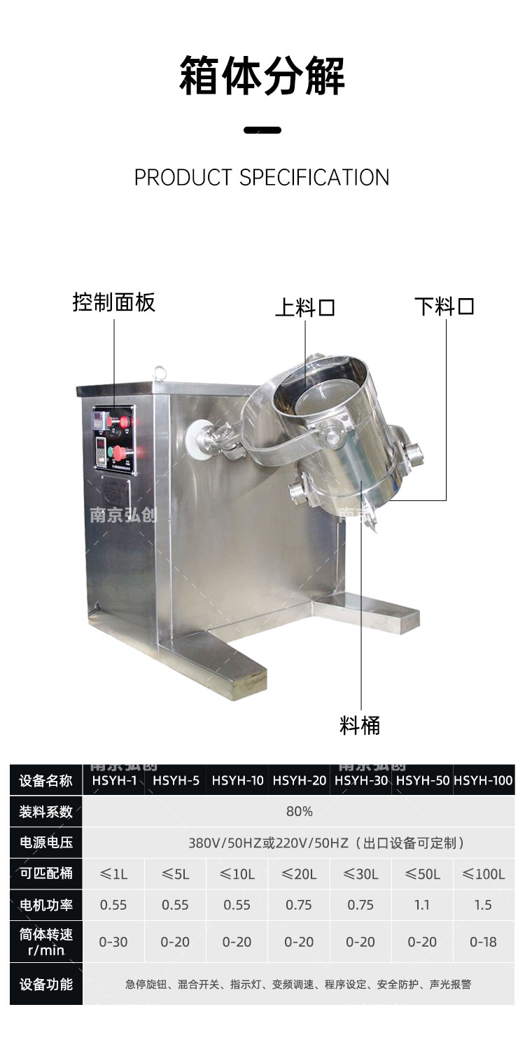 Customized bucket changing 3D motion mixer, stainless steel food mixing mechanism, pharmaceutical and chemical multi-dimensional mixing machine