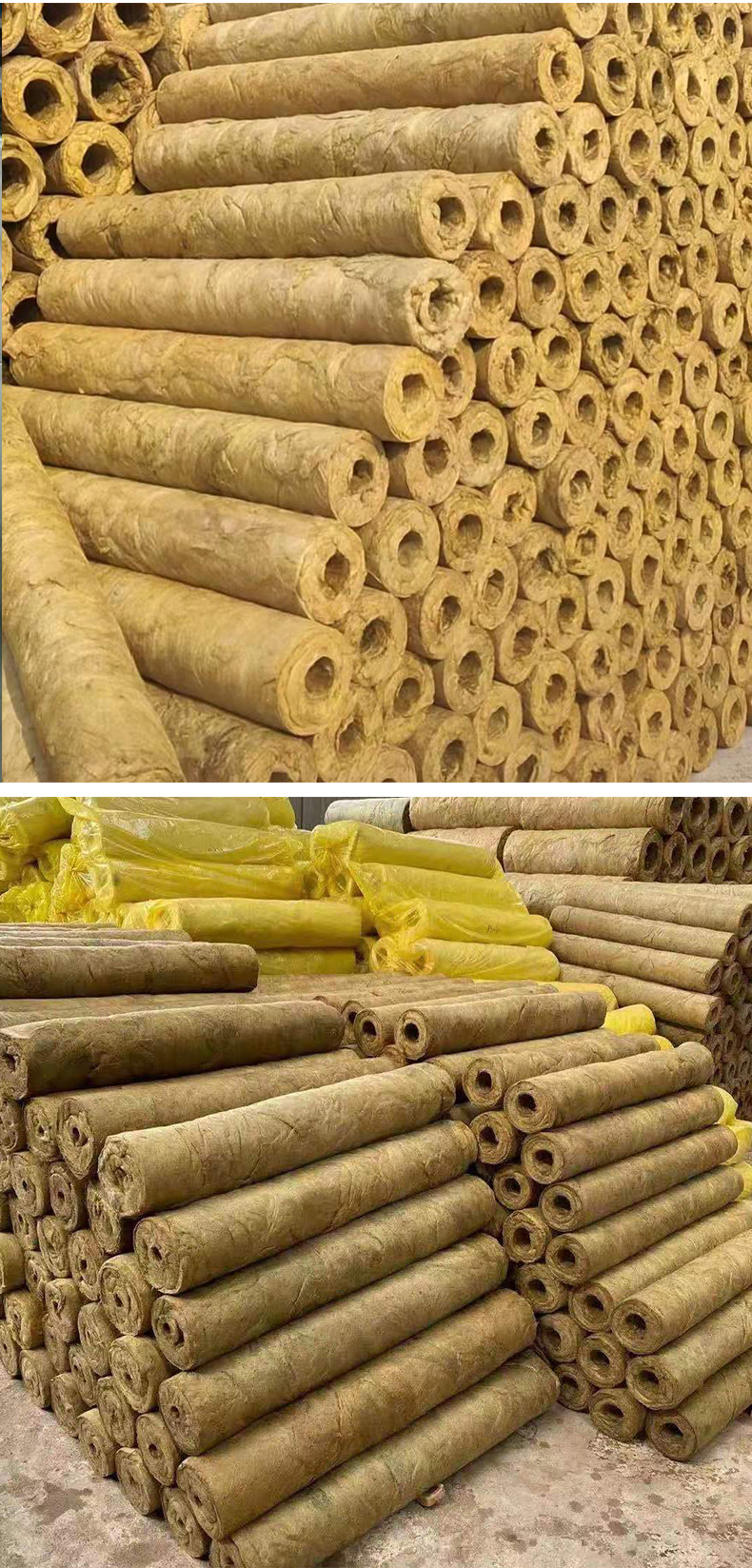 Rock wool insulation pipes, flame-retardant insulation rock wool pipes, industrial buildings, rock wool pipe shells available in stock for customization