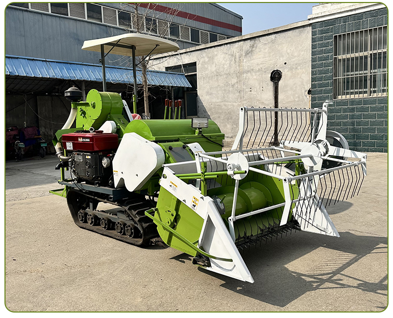 Household small rice combine harvester, tracked soybean harvesting and threshing integrated machine, 25 horsepower chain track soybean harvester