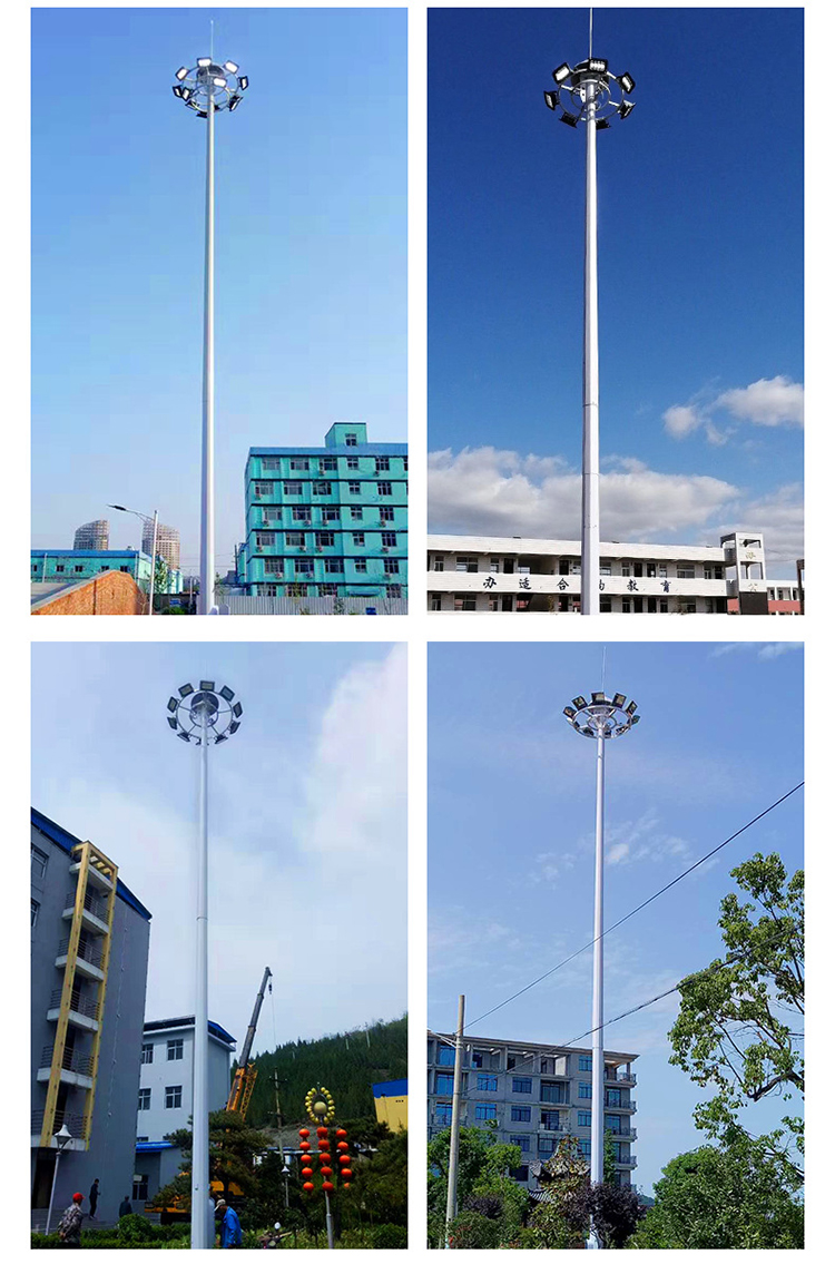 Lu's LED mid pole lamp can be printed with logo, square high pole lamp, high-power lighting lamp, hot-dip galvanized lamp pole