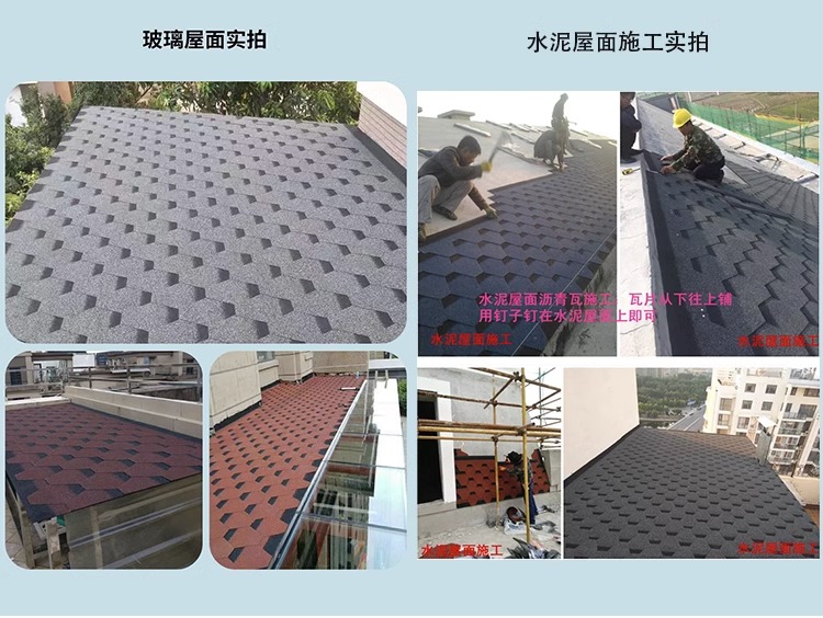 Asphalt tile roof, self-adhesive type villa wooden house, sunlight roof, thermal insulation, waterproof glass fiber tile, and asphalt felt tile