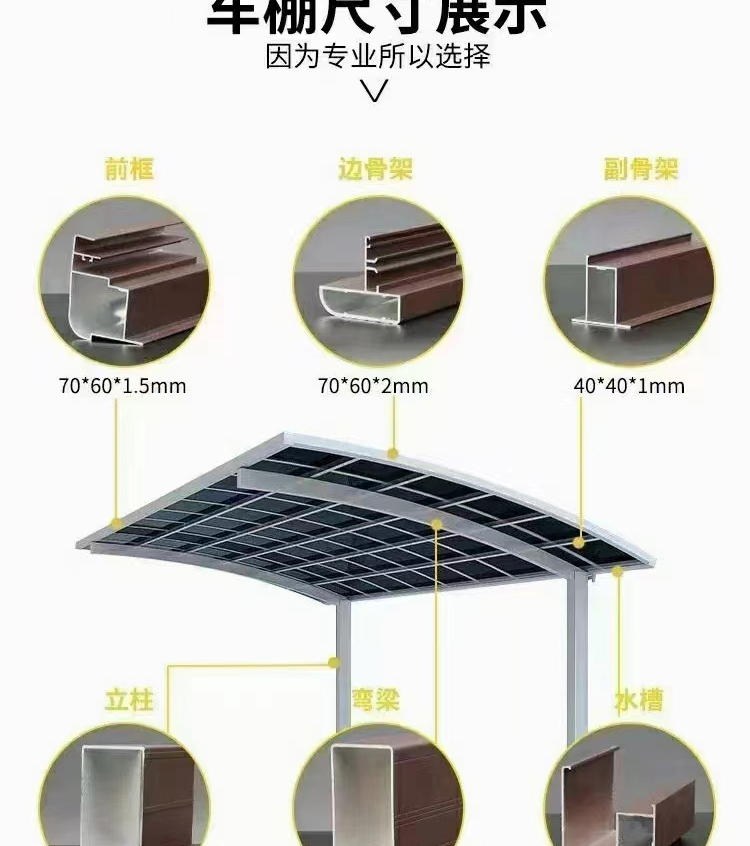 Years of experience in design and production, convenient disassembly, simple and elegant design, custom enclosed aluminum alloy car shed