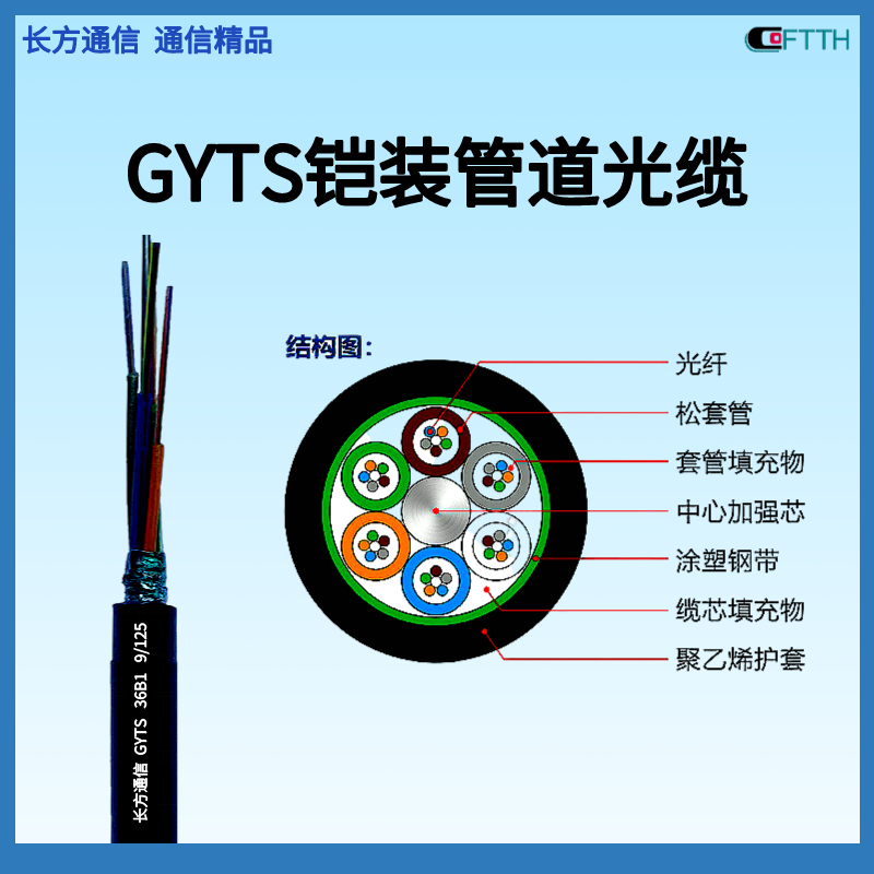 Single mode weight 180 batch number CF2212 wooden axis mobile communication optical cable GYTS-48B1.3