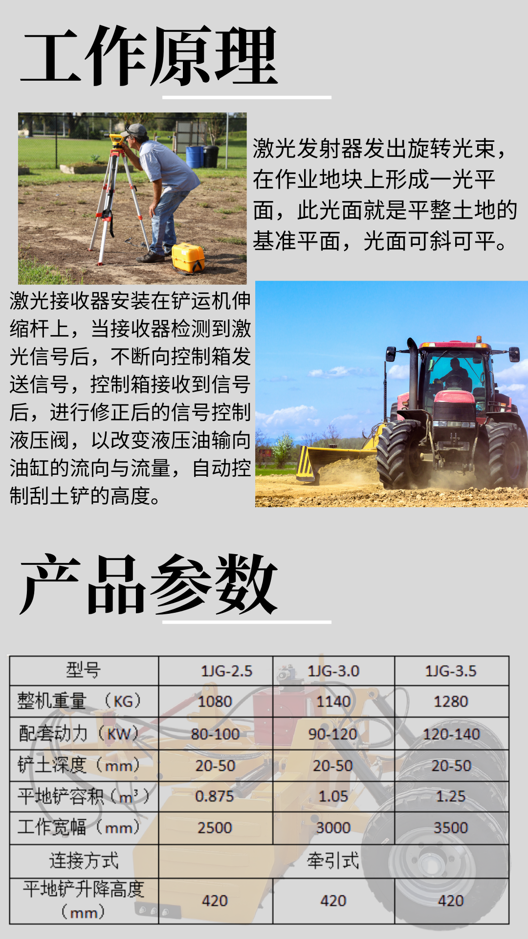 Farmland soil grader tractor type laser Grader slope grader