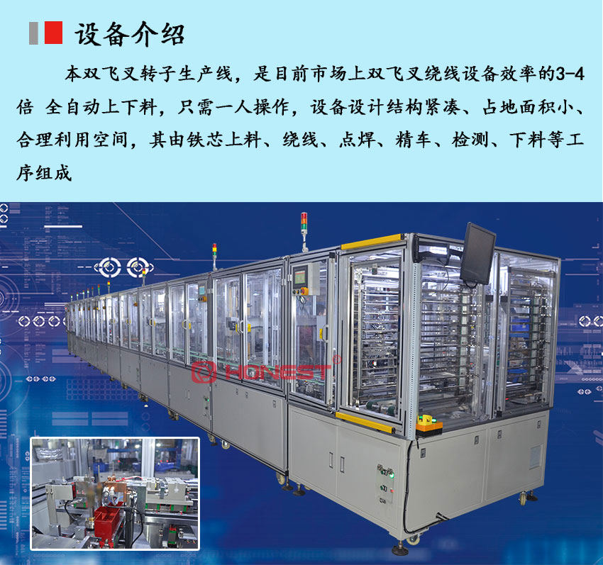 Motor rotor assembly production line - Double flying fork rotor winding equipment - Helix intelligent equipment