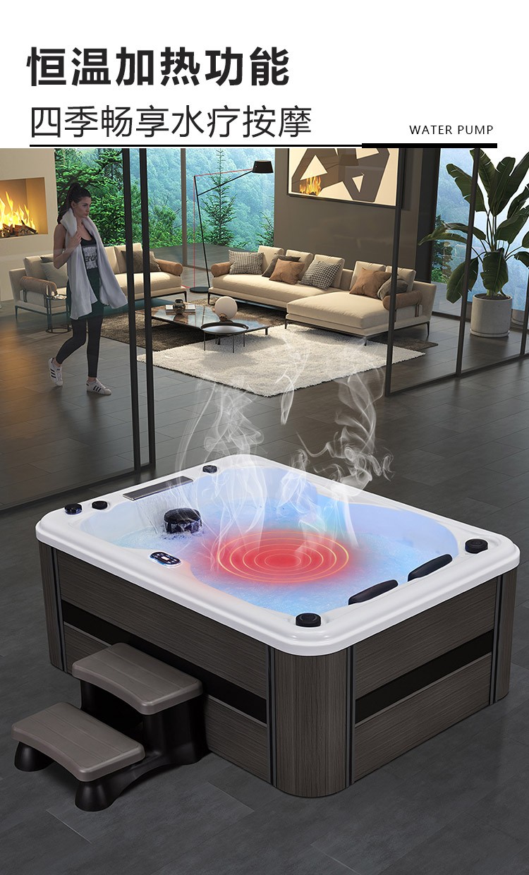 Household large bathtub intelligent heating, constant temperature surfing, massage, acrylic independent soaking pool, adult large bathtub