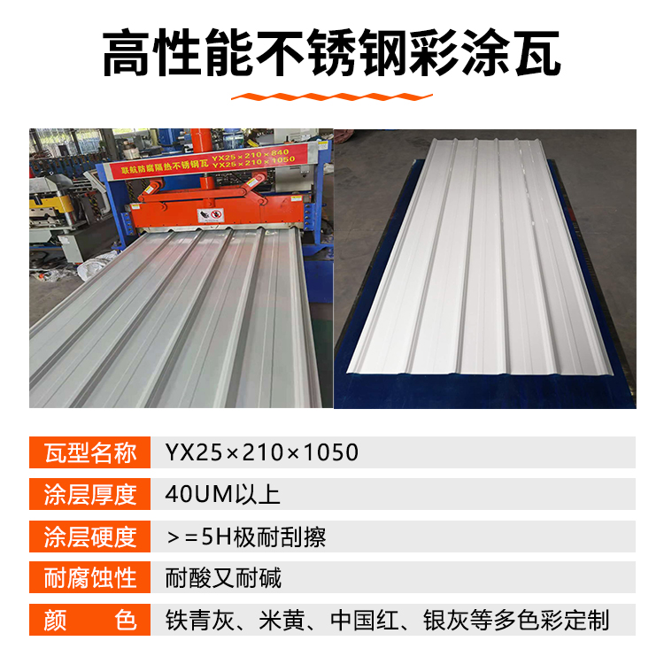 304 stainless steel corrugated board 201 soundproof canopy pressure tile board Steel structure factory roof wave canopy board