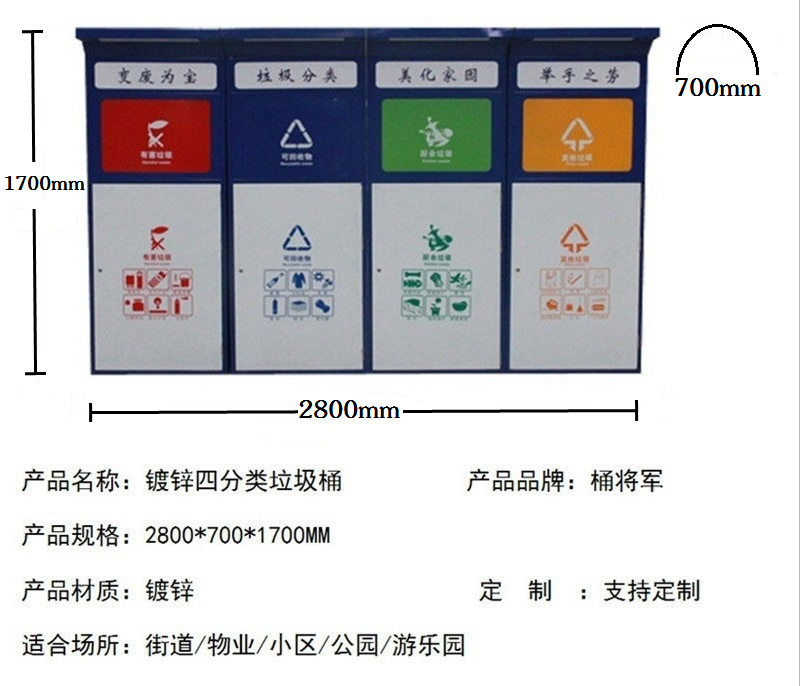 Outdoor Waste sorting container Multi classification collection container Garbage storage cabinet is applicable to street community square