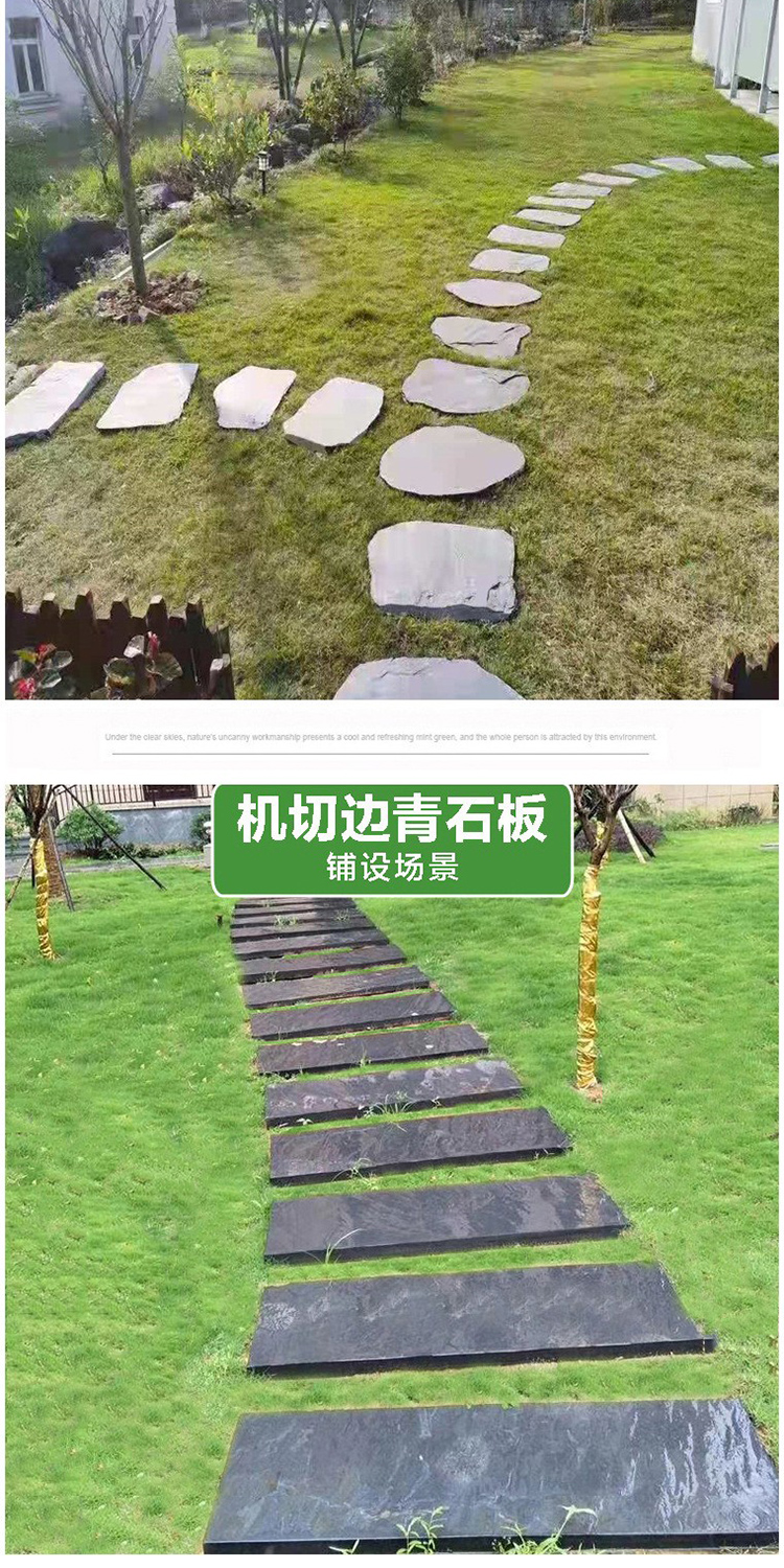 Hongxuan Rough Edge Creative Green Stone Slate Tingbu Stone Green Grey Floor Tile Oval Footstep Stone Irregular Footstep Stone