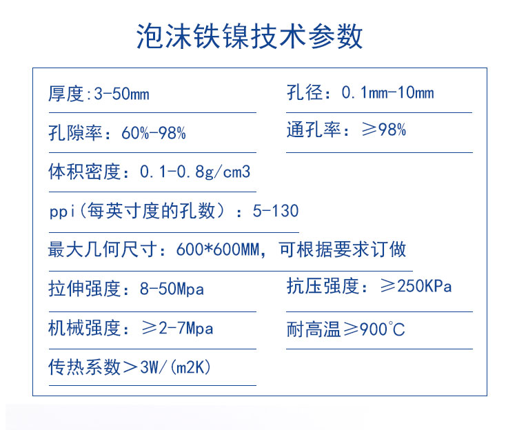 Porous metal foam nickel nano nickel iron pure nickel battery electrode catalytic carrier experiment