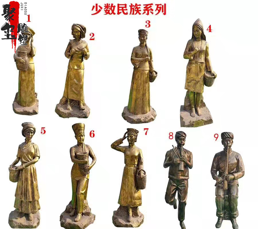 Tea making figures, bronze sculptures, wine, tea house decorations, folk wine culture, copper sculptures, ancient brewing process