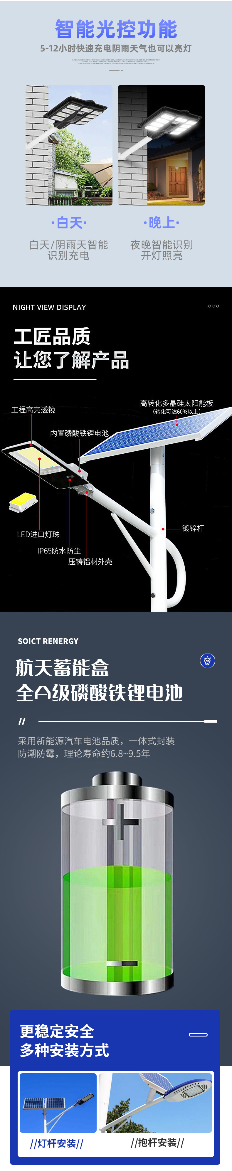 New Rural Construction and Rural Revitalization Solar Street Lamp Project Payment 6-meter Xiaojindou 50W Lithium Battery System Spot