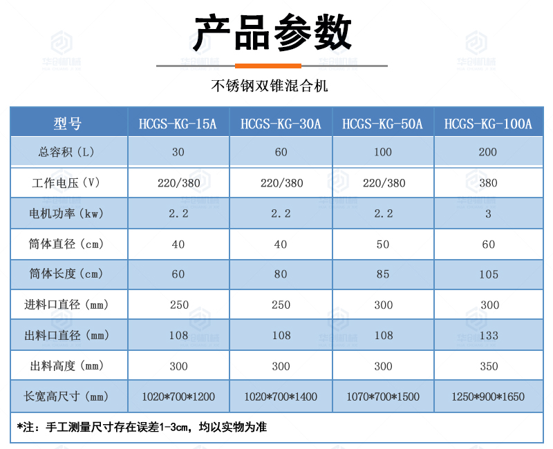 Small double cone mixer, resin plastic particle mixer, diatom mud, cocoa powder, milk tea powder, vertical mixer