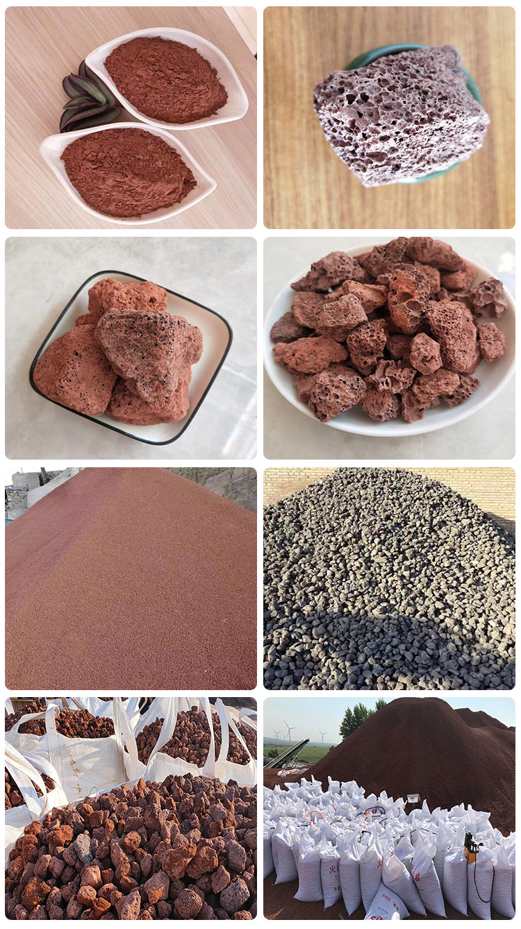 Production Plant of Natural Red Brown Volcanic Rock Granular Mineral Products for Sewage Treatment with Volcanic Stone Filler Film Coating