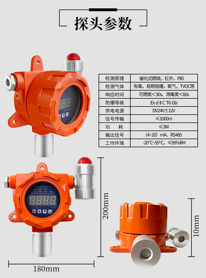 Industrial and commercial point type explosion-proof combustible gas alarm, biogas pipeline natural gas methane leak detection analyzer