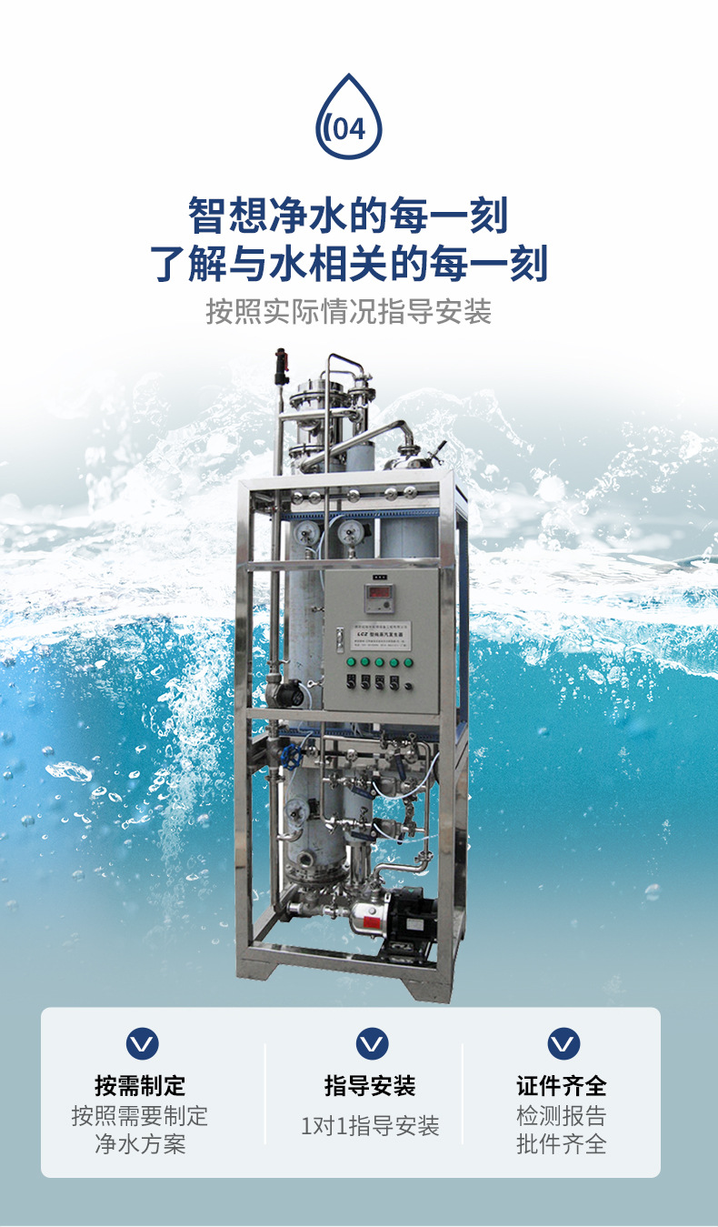 0.1-5T/h Biomass Pure Steam Generator Qirui Stainless Steel Fully Automatic Tubular Raw Water Treatment Equipment