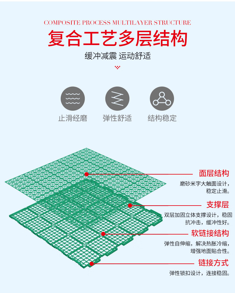 Haokang School Outdoor Sports Specialized Basketball and Badminton Field Suspended Assembly Floor