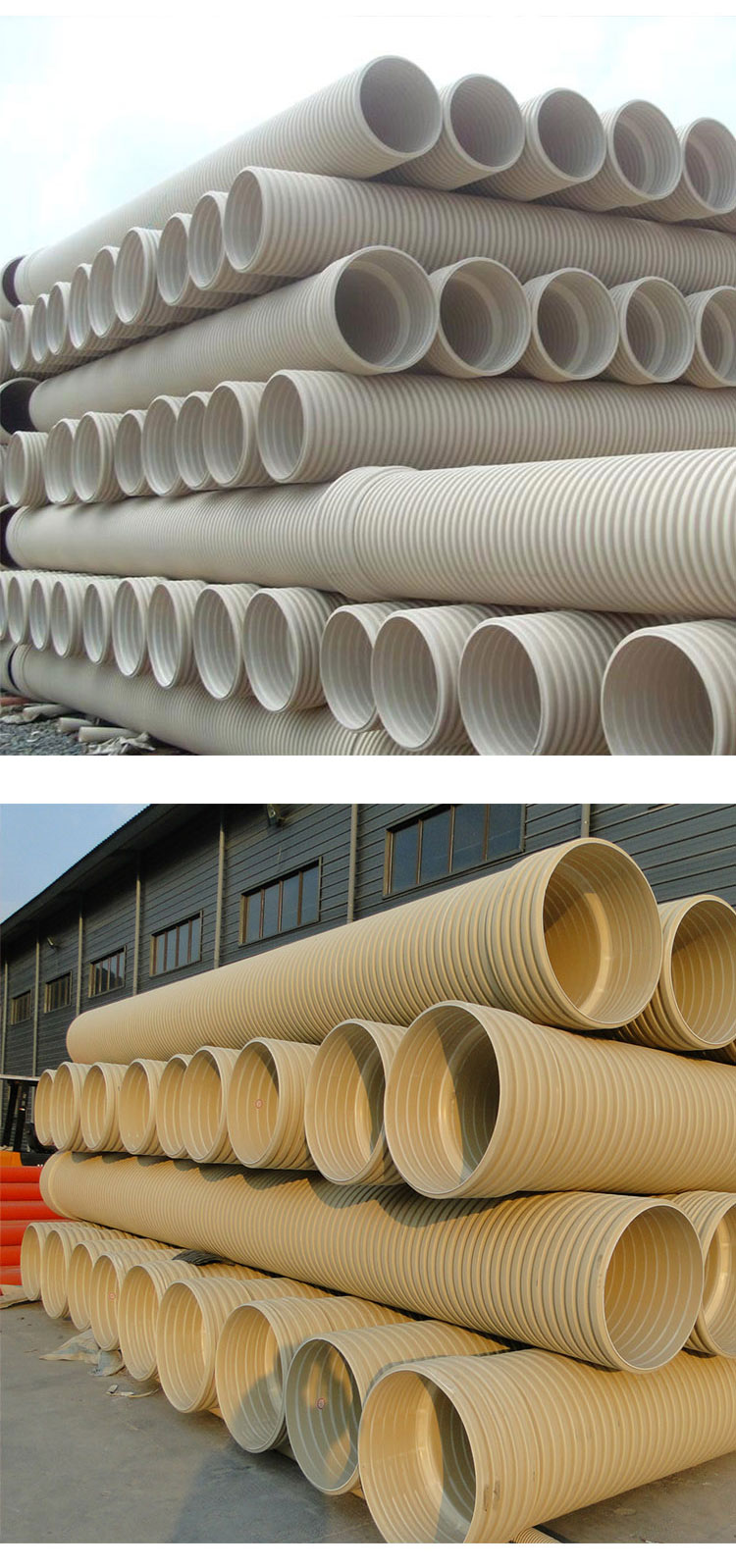 Permeable PVC corrugated pipe, ABS reinforced pipe, multi specification buried drainage pipe, PVC double wall pipe threading