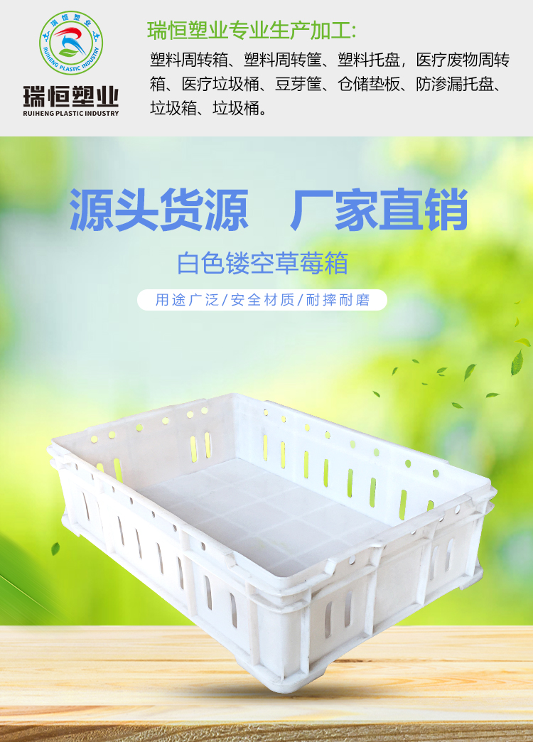 White Strawberry Box Household Blueberry Small Hollow Plastic Turnover Box Brand New Material Grape Fruit Plastic Basket