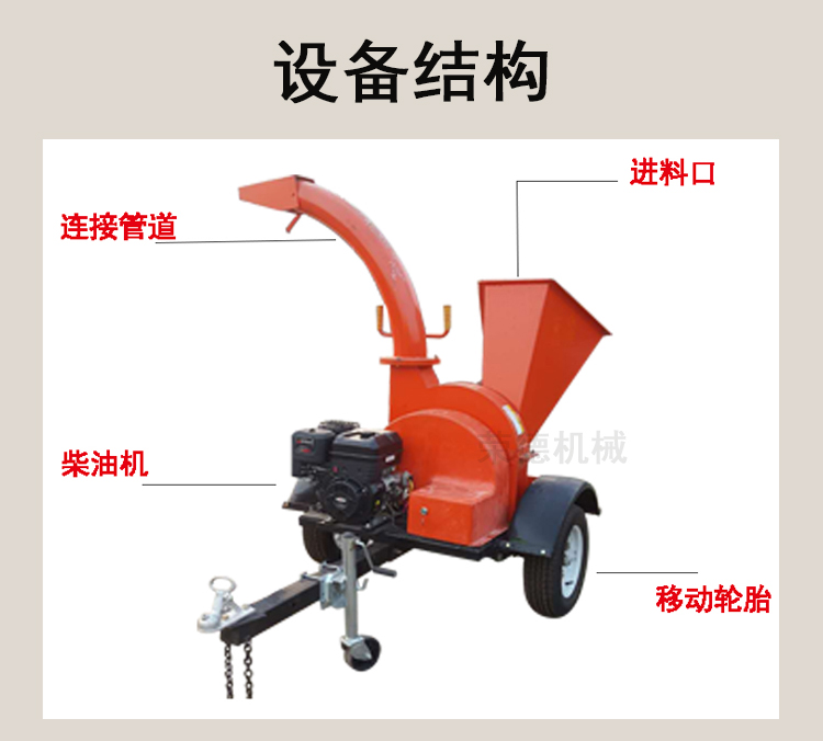 Tree crusher diesel engine small garden branch crusher mobile pine bark crushing equipment