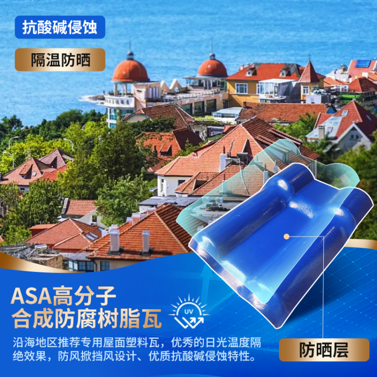 共升 自建房防水工程瓦 ASA耐候材料古建瓦 合成树脂瓦 四层加厚特制