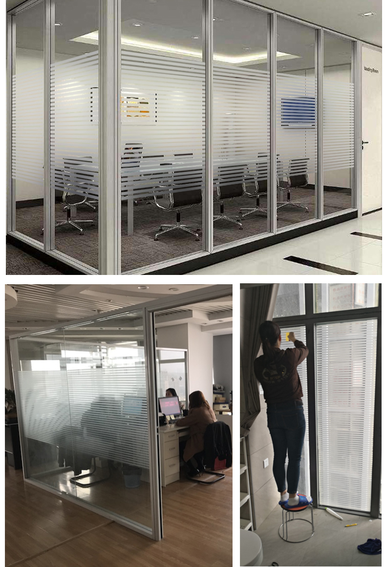 Frosted glass stickers for windows, anti glare, anti peeping, transparent, opaque office sliding door partitions, decorative films