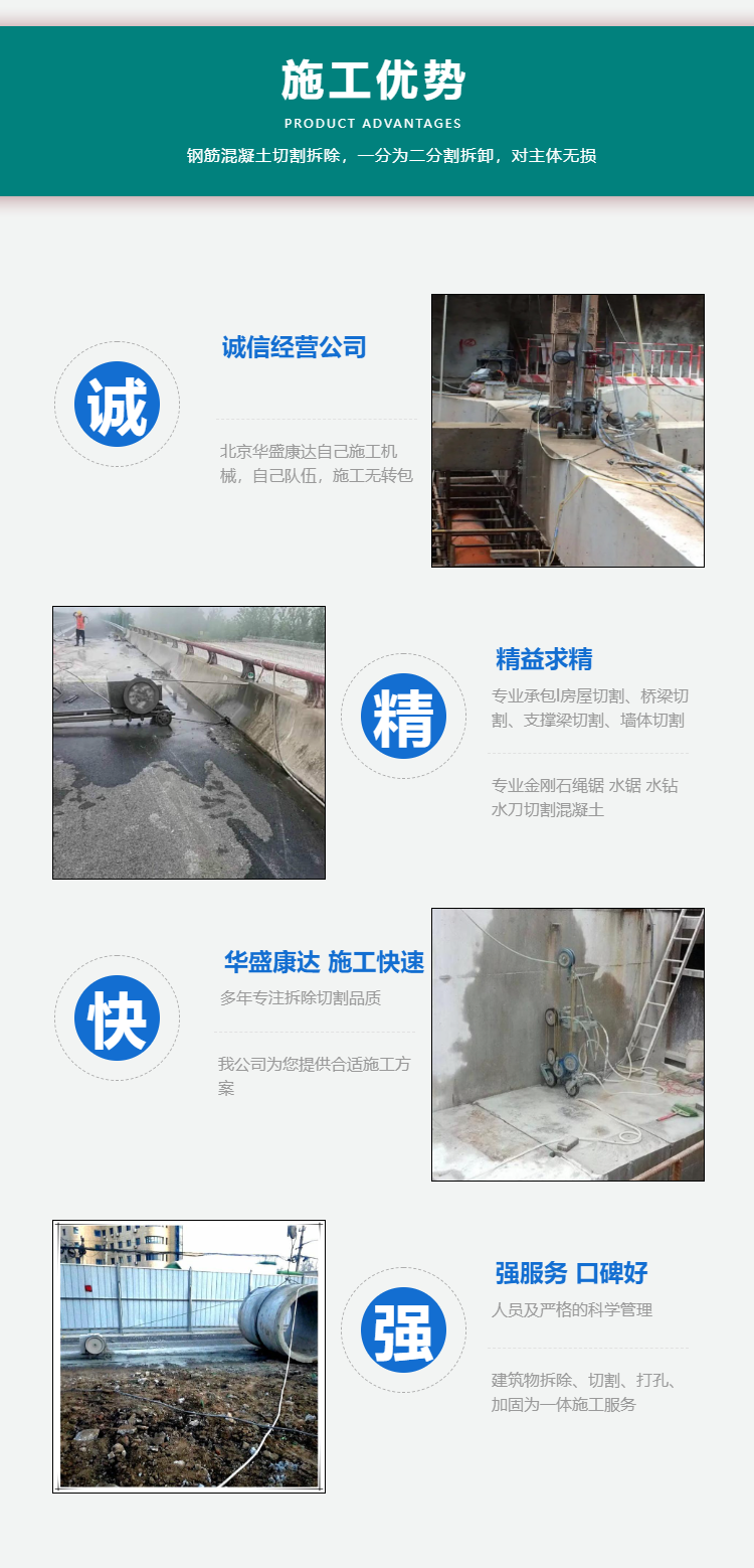 Huasheng Kangda Professional Bridge Demolition Rope saw Static Cutting Demolition of Expressway Railway Viaduct