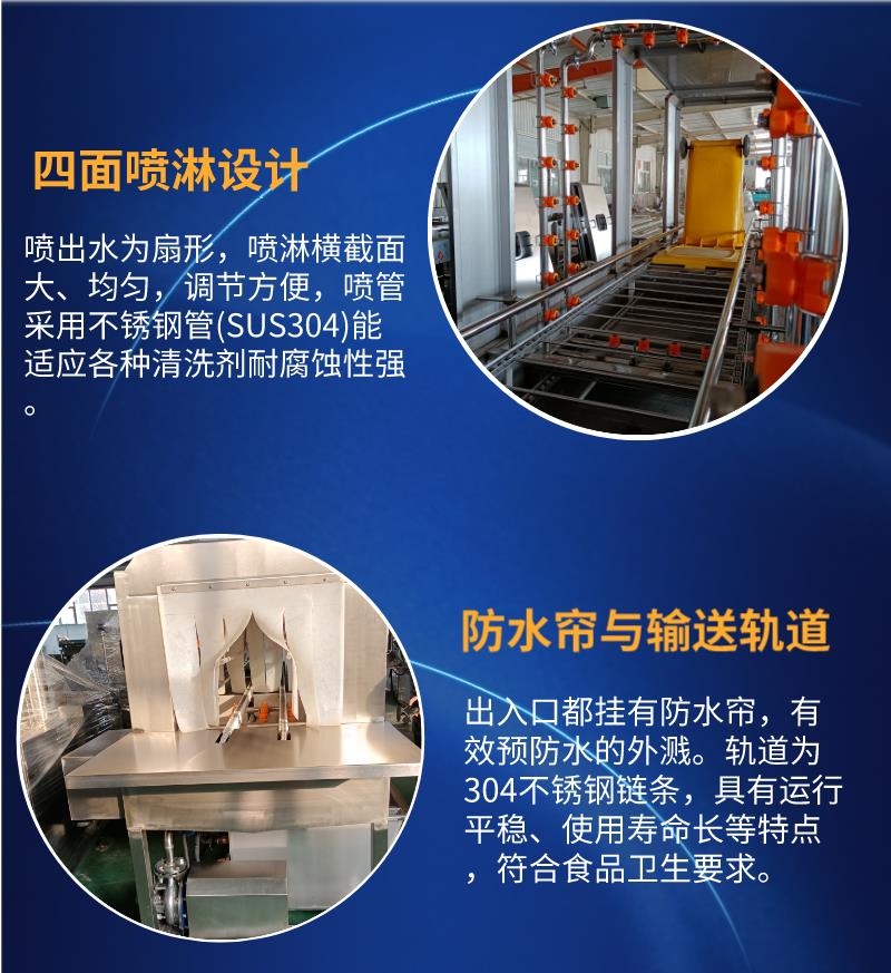 Turnover basket cleaning machine, stainless steel plastic basket cleaning machine, supplied by Liangxin, fully automatic box washing machine