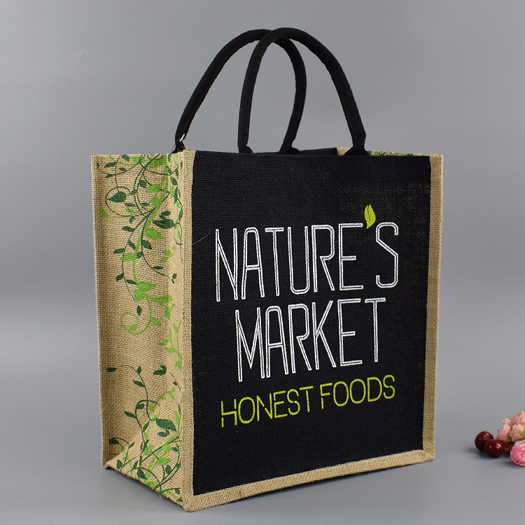 Kaisen Hemp Bag Customization Handheld Laminated Jute Shopping Bag Wholesale Customization Printing