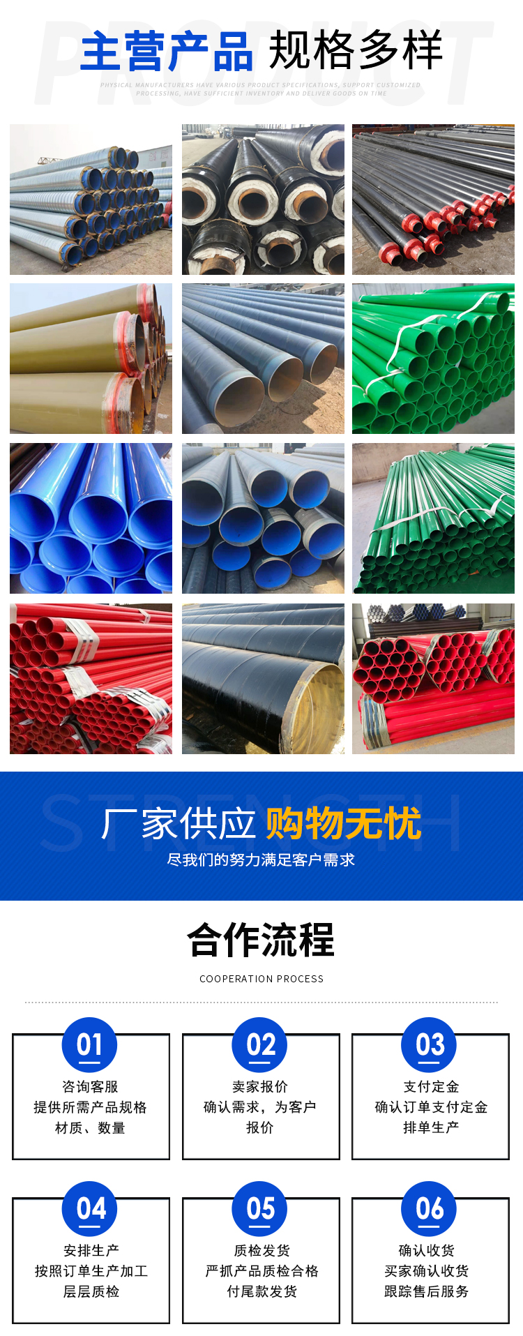 Plastic coated composite steel pipes for underground fire protection/inner and outer plastic coated pipes for flange connection of reclaimed water pipelines