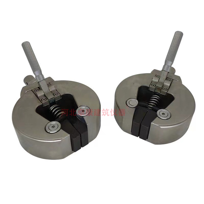 Wedge shaped tensile fixture for testing machines - Non metallic round bar dumbbell material specimens - V-shaped flat jaw accessories