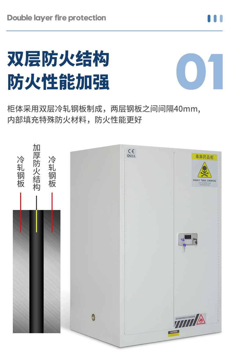 Chemical cabinet for precursor chemicals, drug safe, laboratory electronic password, double person, double lock, reagent and hemp storage cabinet