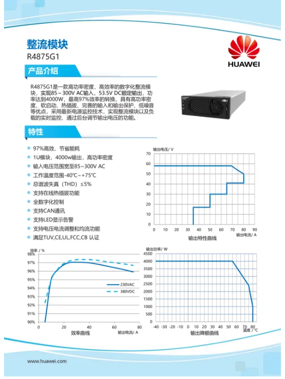 Huawei R4875G1 communication power rectifier module 48V75A AC-DC communication 4000W high-power module