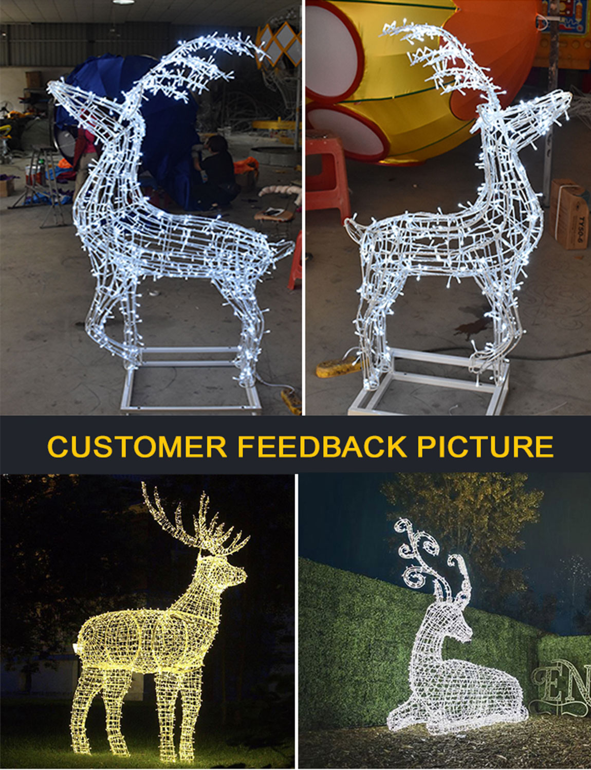 Outdoor light carving products Christmas decoration Christmas deer colored lanterns Huayicai customized 2023 holiday lighting decoration